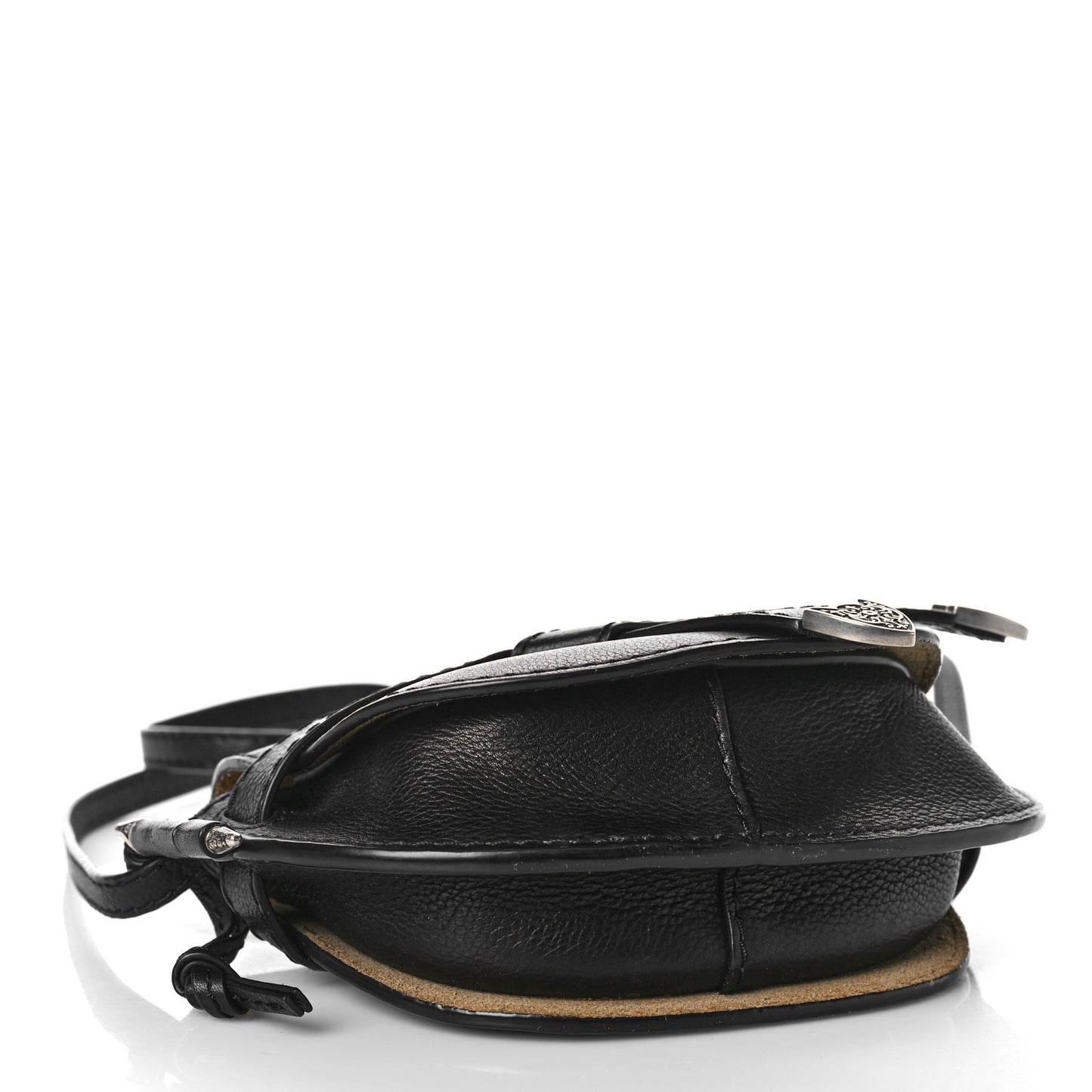 Grained Calfskin Mini Gate Western Crossbody Bag Black