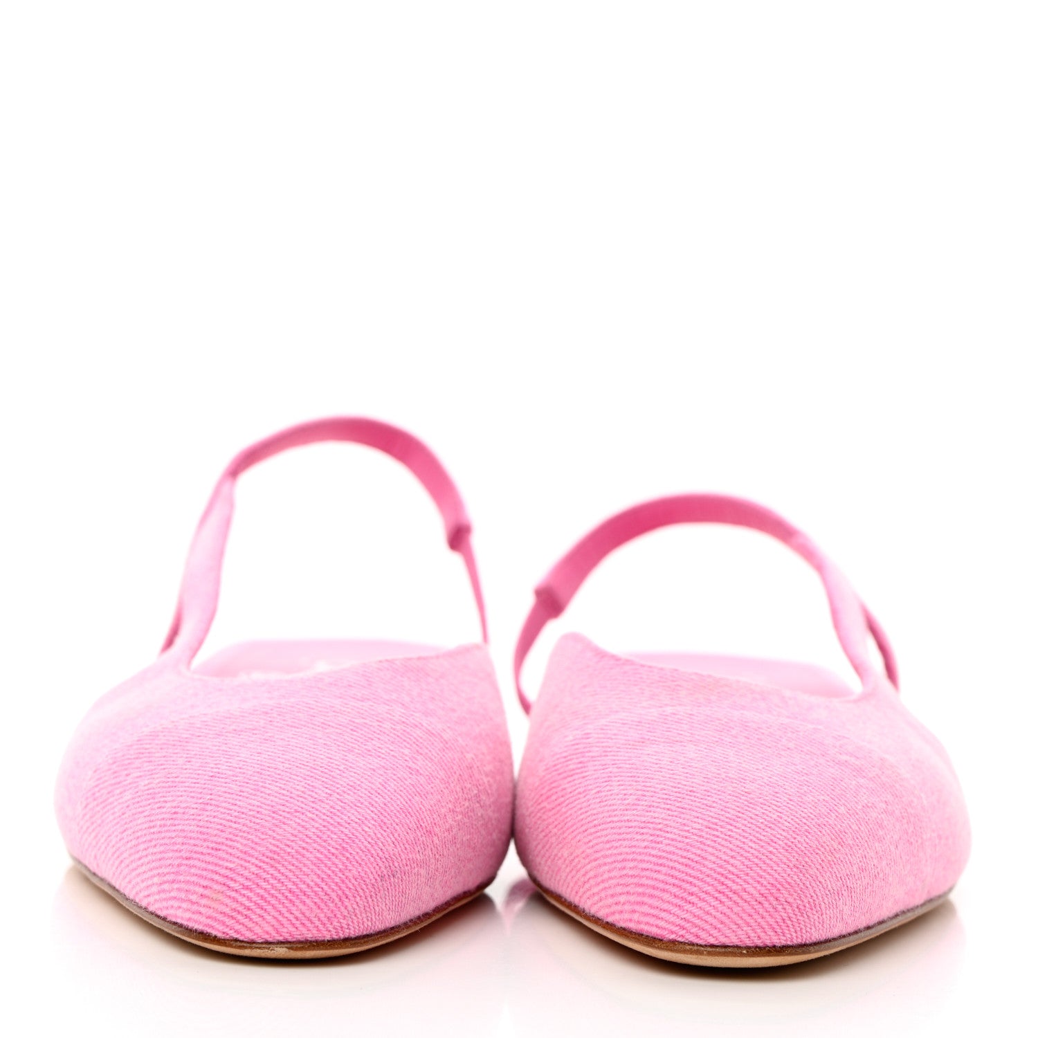 Chanel Denim Cap Toe CC Slingback Flat 37.5 Neon Pink 2 of 9