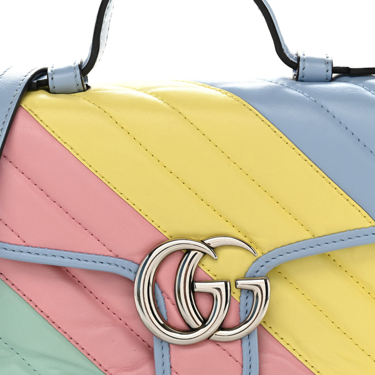 Calfskin Matelasse Diagonal Mini GG Marmont Top Handle Shoulder Bag Multicolor Pastel