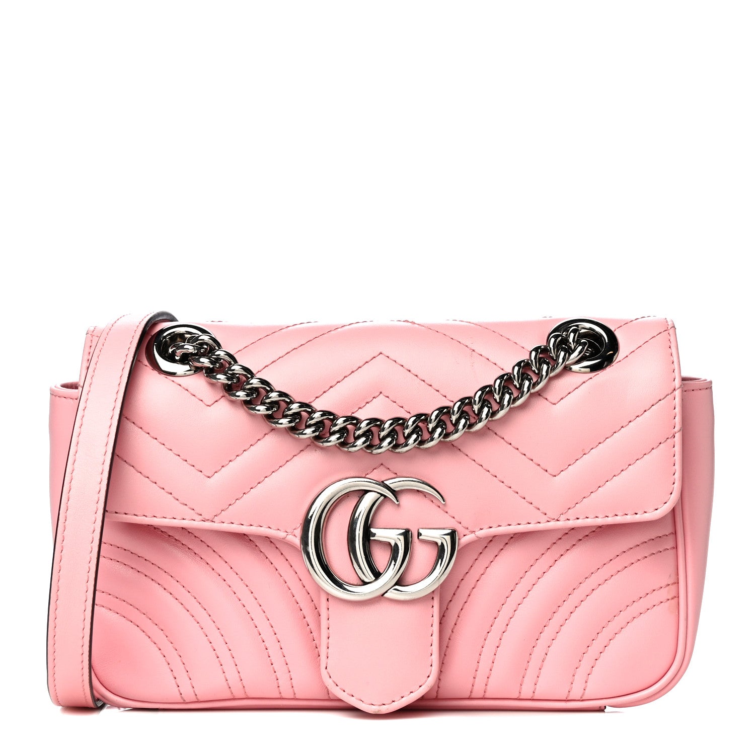 Gucci Calfskin Matelasse Mini GG Marmont Shoulder Bag Wild Rose 1 of 12
