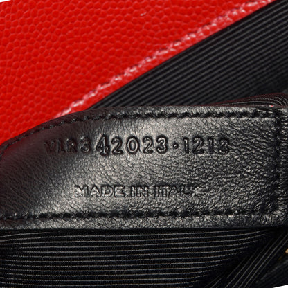Saint Laurent Textured Matelasse Large Classic Monogram Satchel Lipstick Red 9 of 9