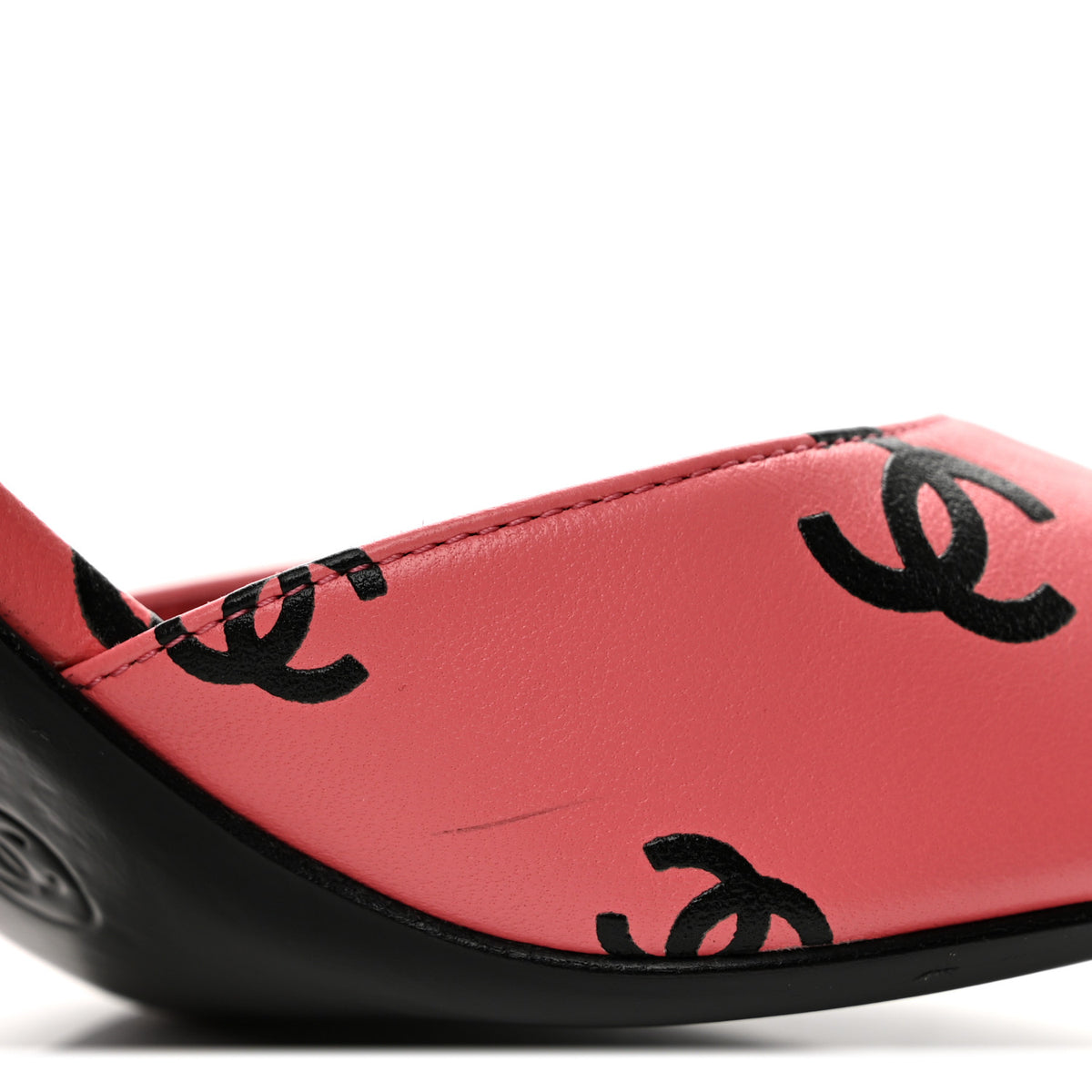Chanel Printed Lambskin Coco Beach Sandals 37 Pink Black 11 of 11
