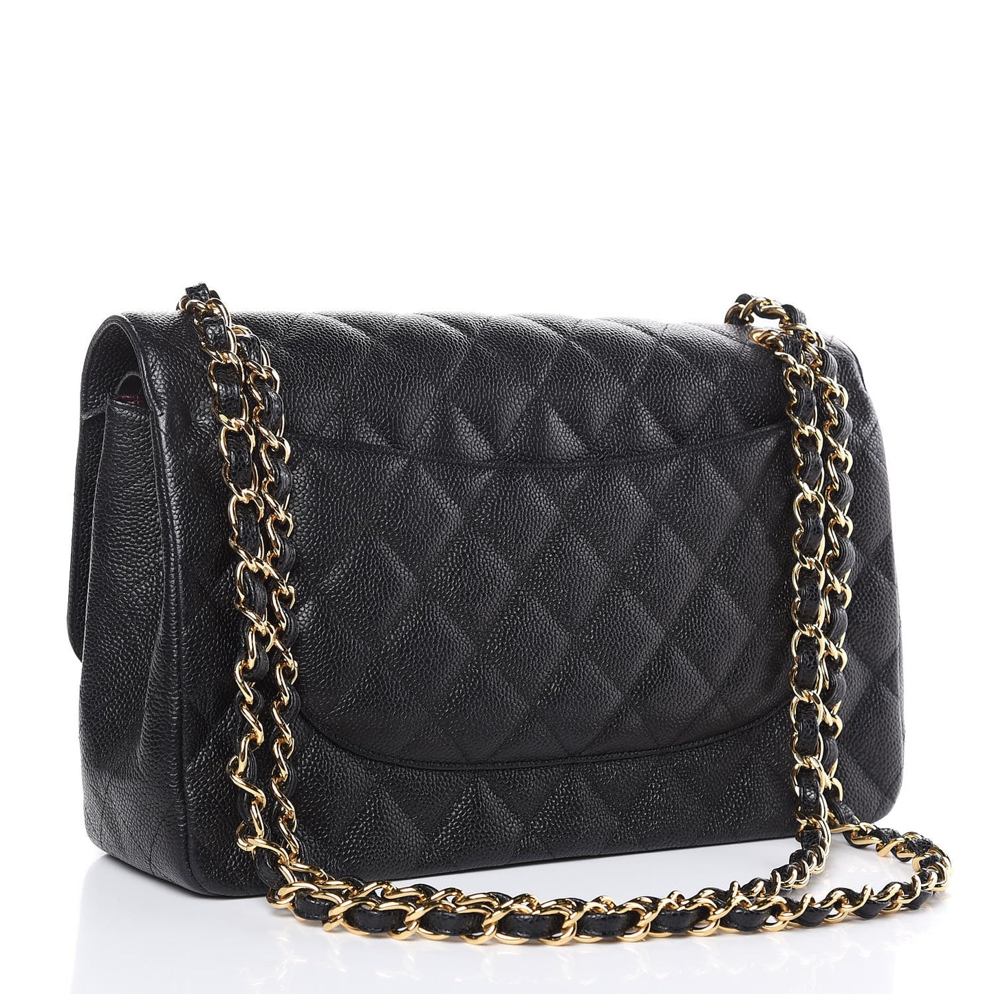 Caviar Quilted Jumbo Double Flap Black