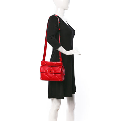 Valentino Garavani Nappa Enamel Monochrome Medium Roman Stud Shoulder Bag Rouge Pur 2 of 8