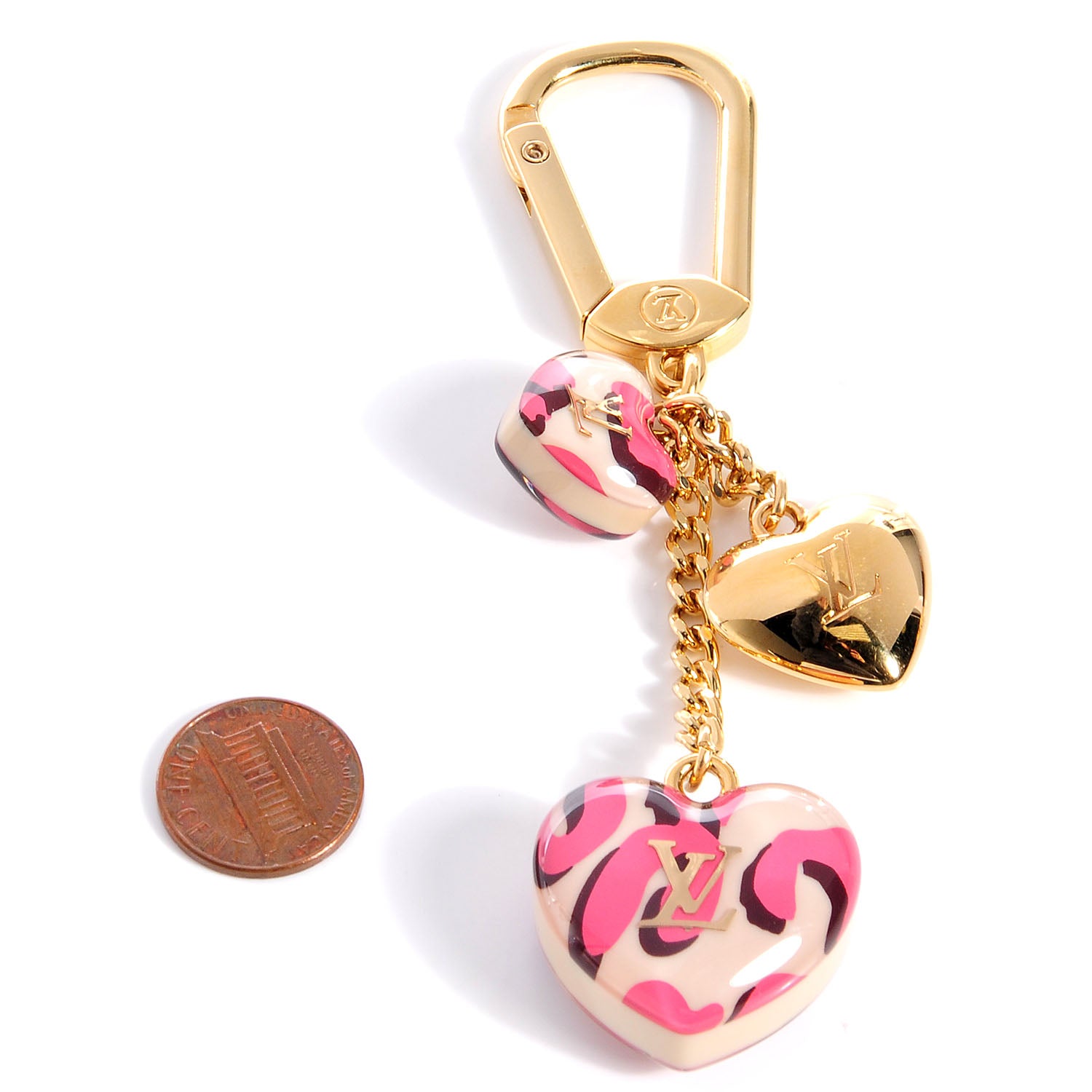 Louis Vuitton Leopard Heart Bag Charm Key Holder Blanc Corail 2 of 5