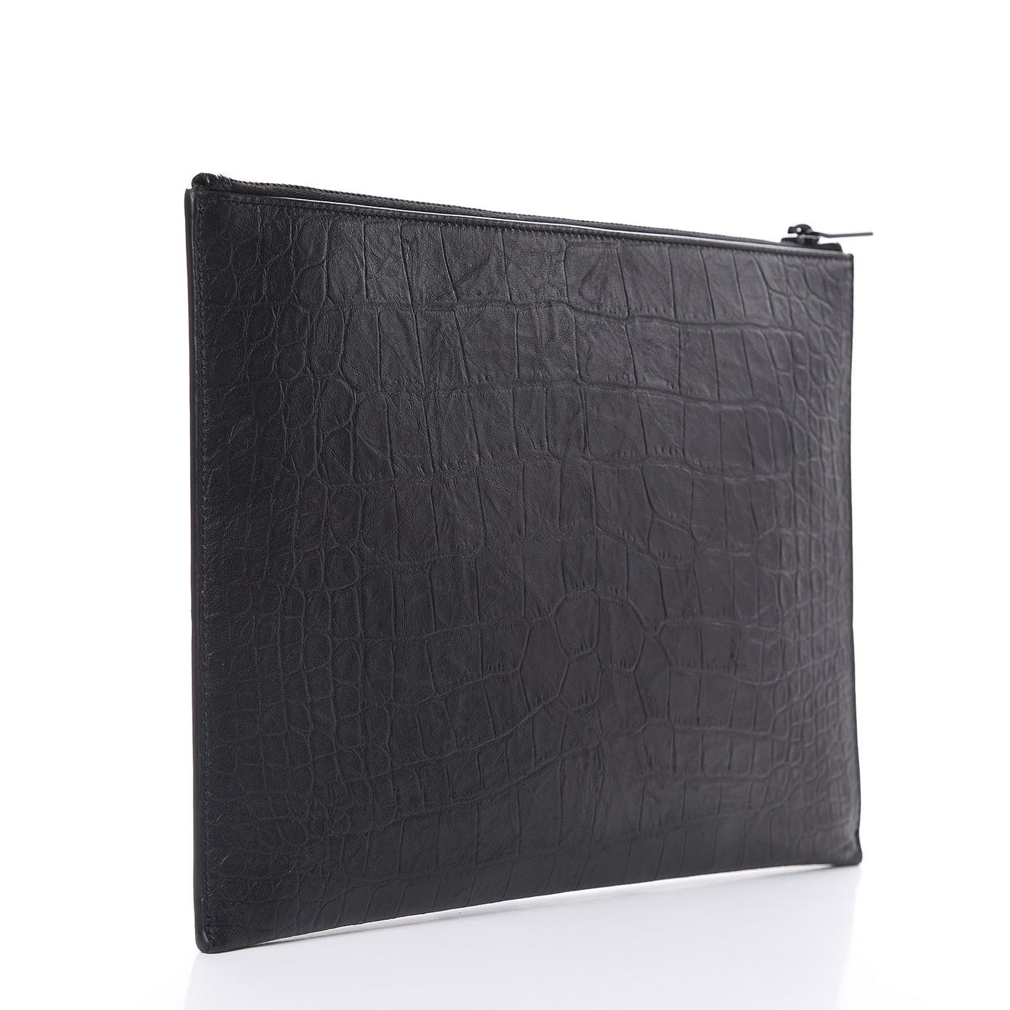 Calfskin Crocodile Embossed Monogram iPad Case Black