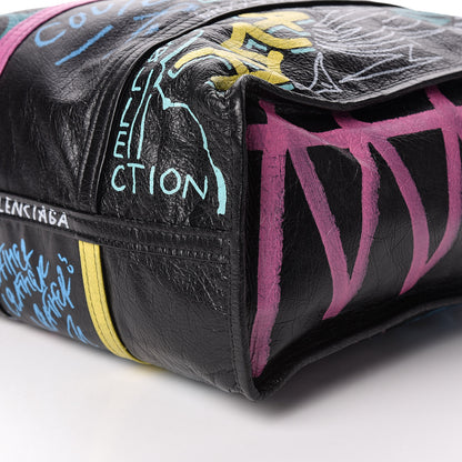 Balenciaga Agneau Arena Graffiti All Over Medium Bazar Shopper Tote Black Multicolor 6 of 9
