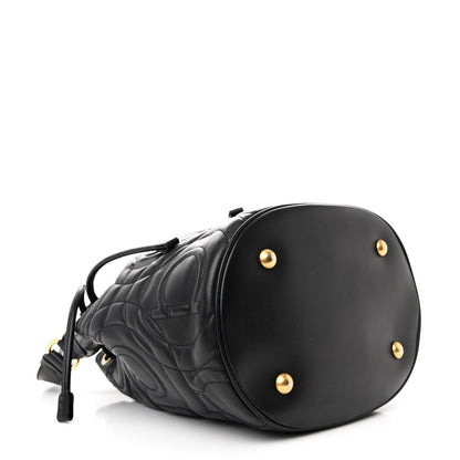 Salvatore Ferragamo Calfskin Quilted Gancini Bucket Bag Black 5 of 12