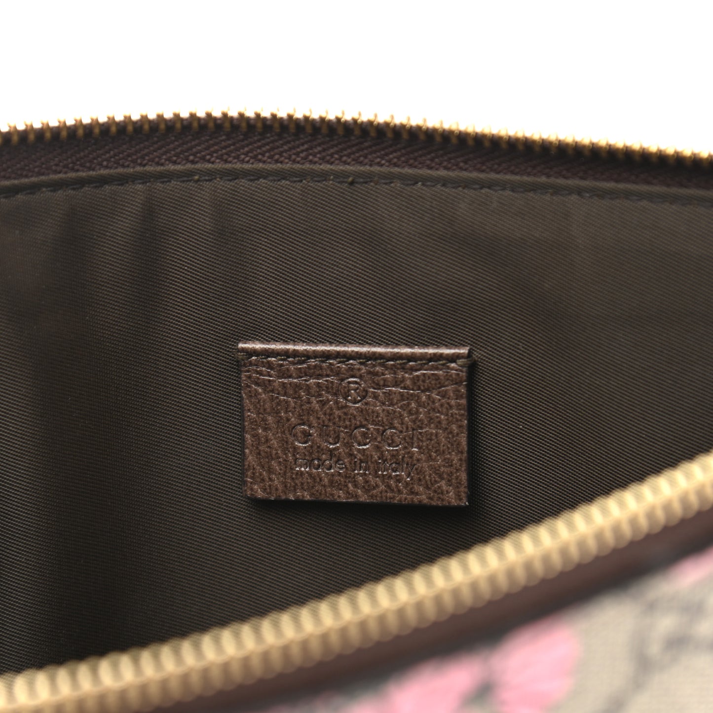 GG Supreme Monogram Bengal Zip Pouch Beige New Acero Crop Pink