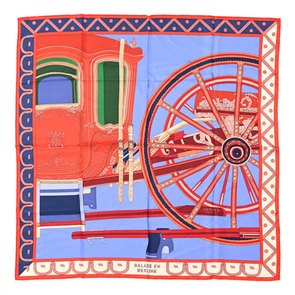 Hermes Silk Balade En Berline Scarf 90 Lavande Rouge Marine 1 of 5