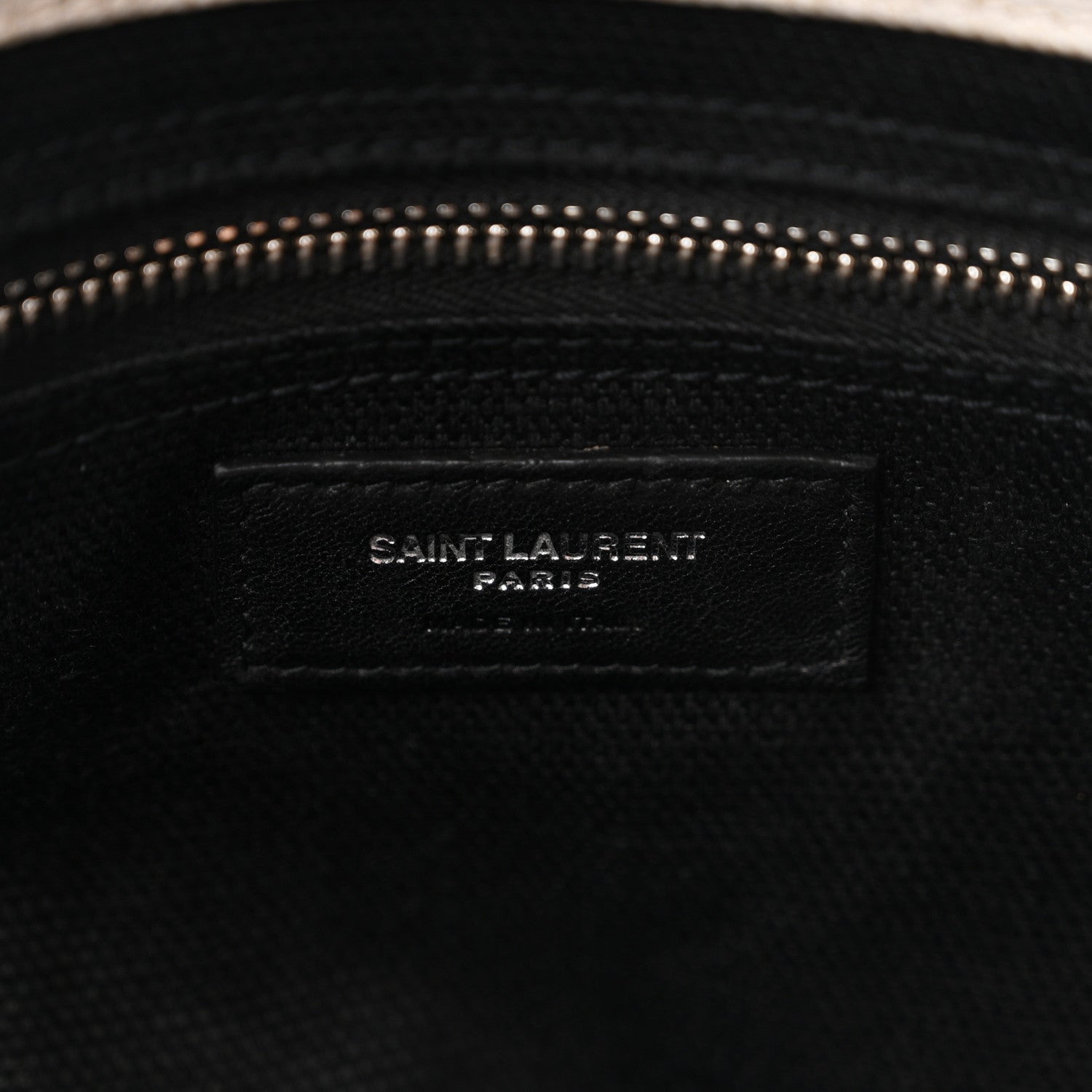 Saint Laurent Linen Calfskin Rive Gauche North South Tote White Black 6 of 10