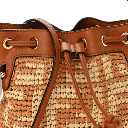 Fendi Raffia Vitello Seta F is Fendi FF Woven Mini Mon Tresor Bucket Bag Brick Natural 8 of 10