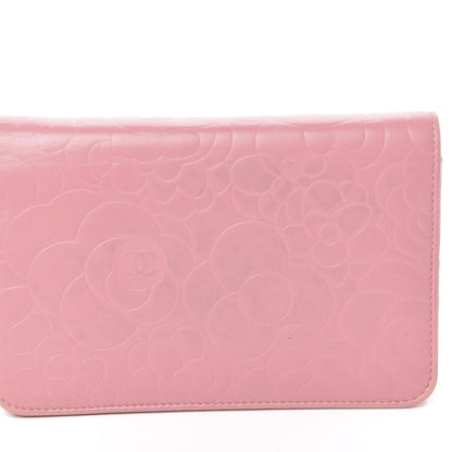 Chanel Lambskin Camellia Embossed Wallet On Chain WOC Pink 12 of 12