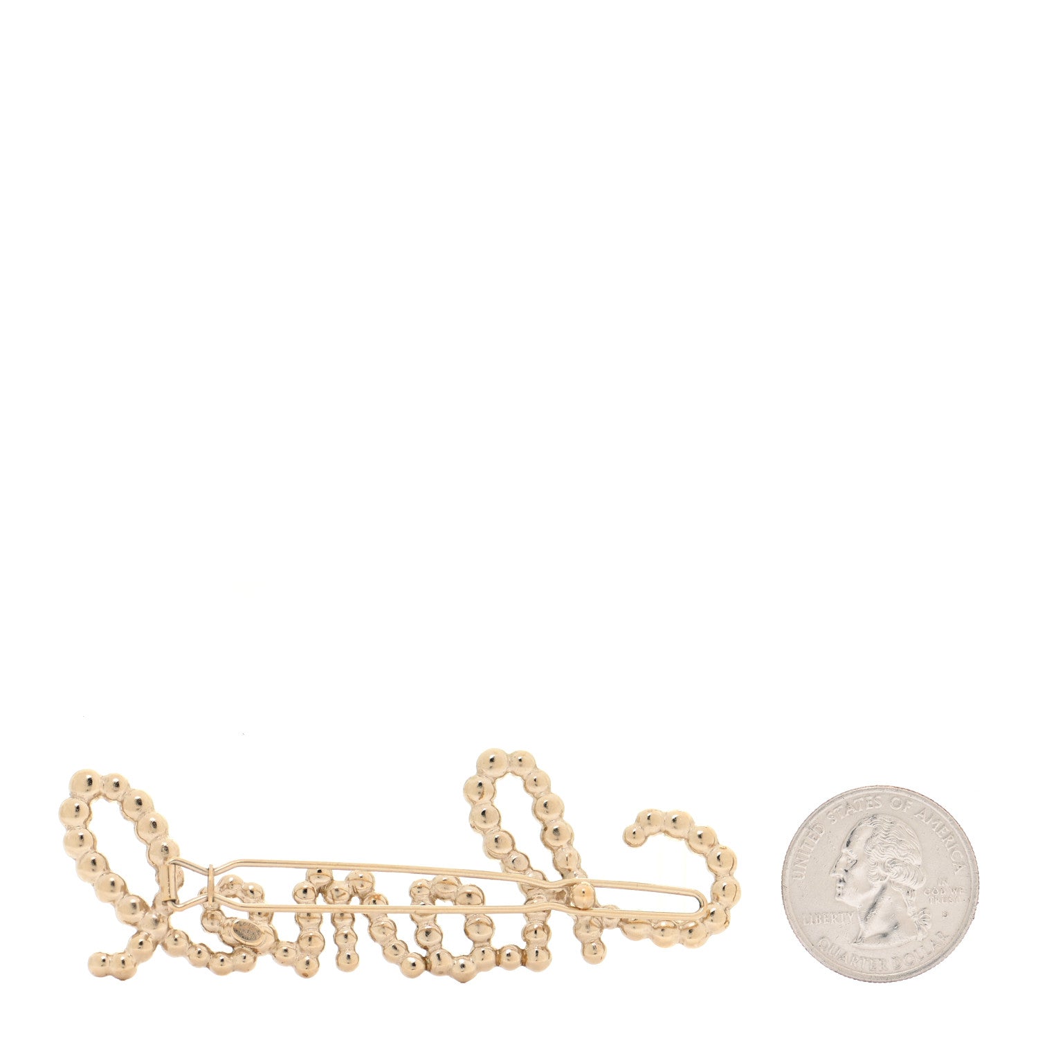 Chanel Metal Glass Swirling Pearls Hair Clip Gold 2 of 5