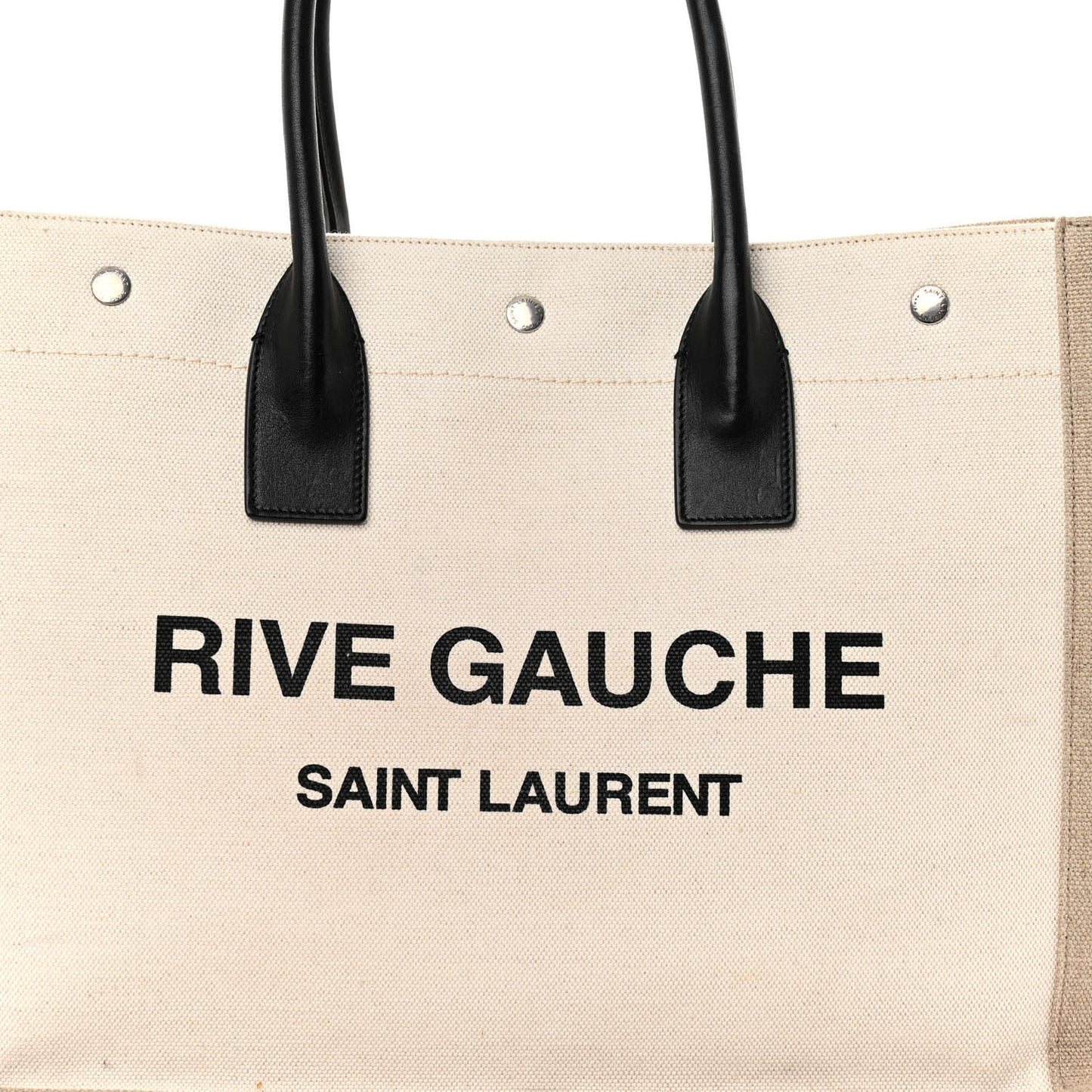 Linen Calfskin Small Rive Gauche Tote Greggio Natural