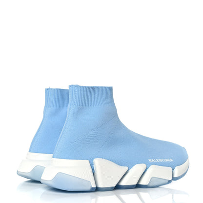 Balenciaga Technical 3D Recycled Knit Bi-Color Womens Speed 2.0 Transparent Sole Sneakers 37 Blue White Transparent Blue 4 of 8