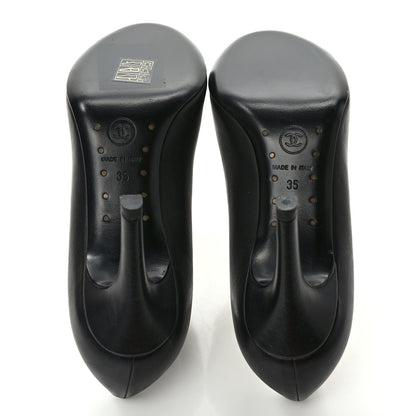 Chanel Lambskin Camellia Pumps 35 Black 5 of 12