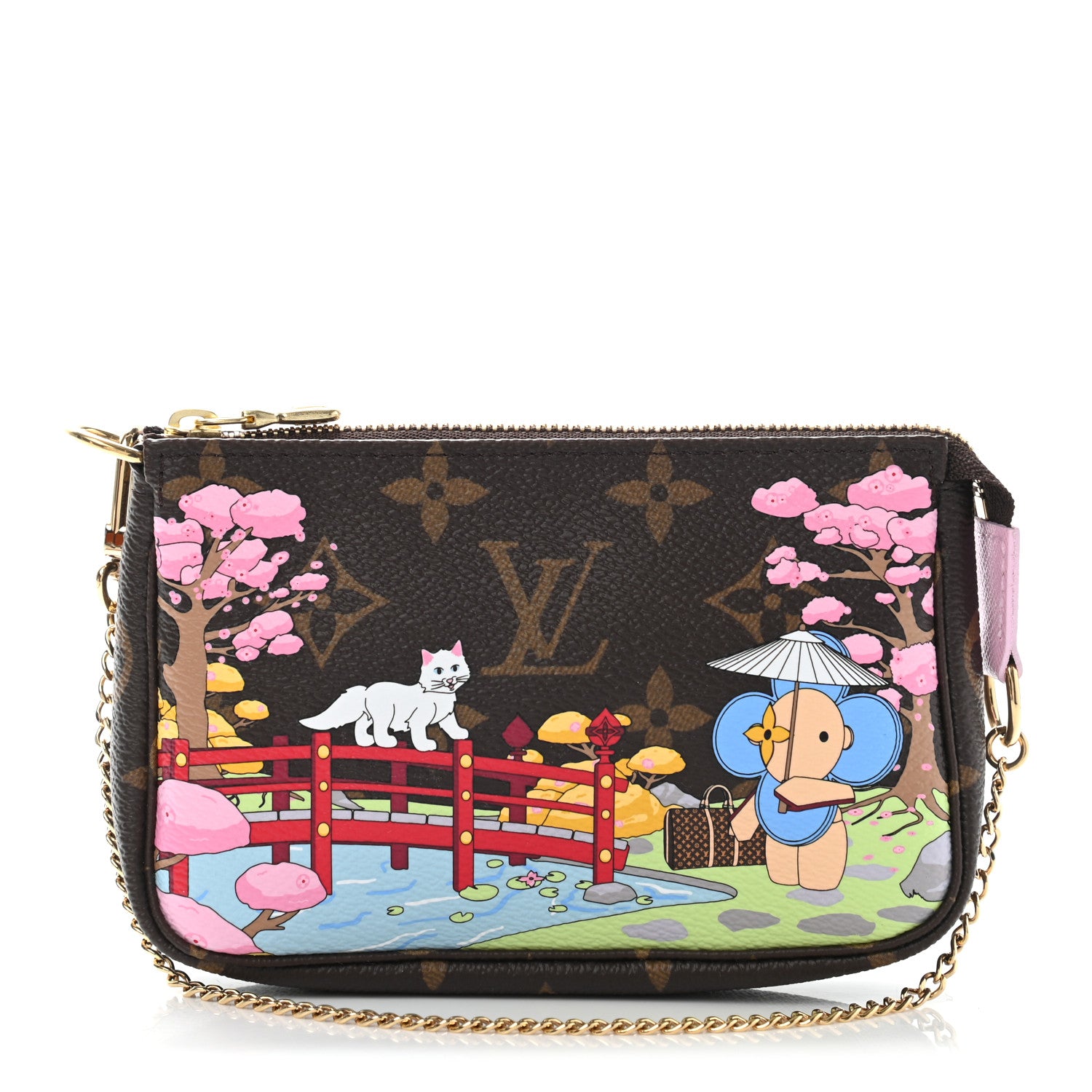 Louis Vuitton Monogram 2021 Christmas Animation Japanese Garden Mini Pochette Accessories Wisteria Pink 1 of 8
