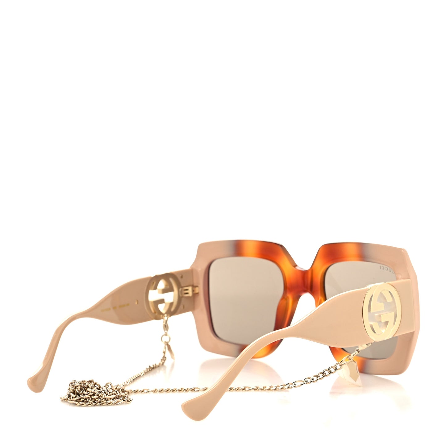 Acetate Square Frame Chain Sunglasses GG1022S Brown