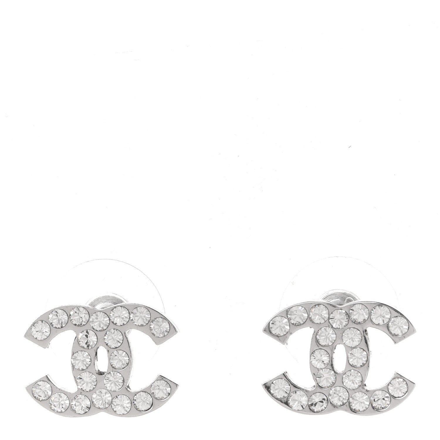 Chanel Crystal Mini Timeless CC Earrings Silver 1 of 5