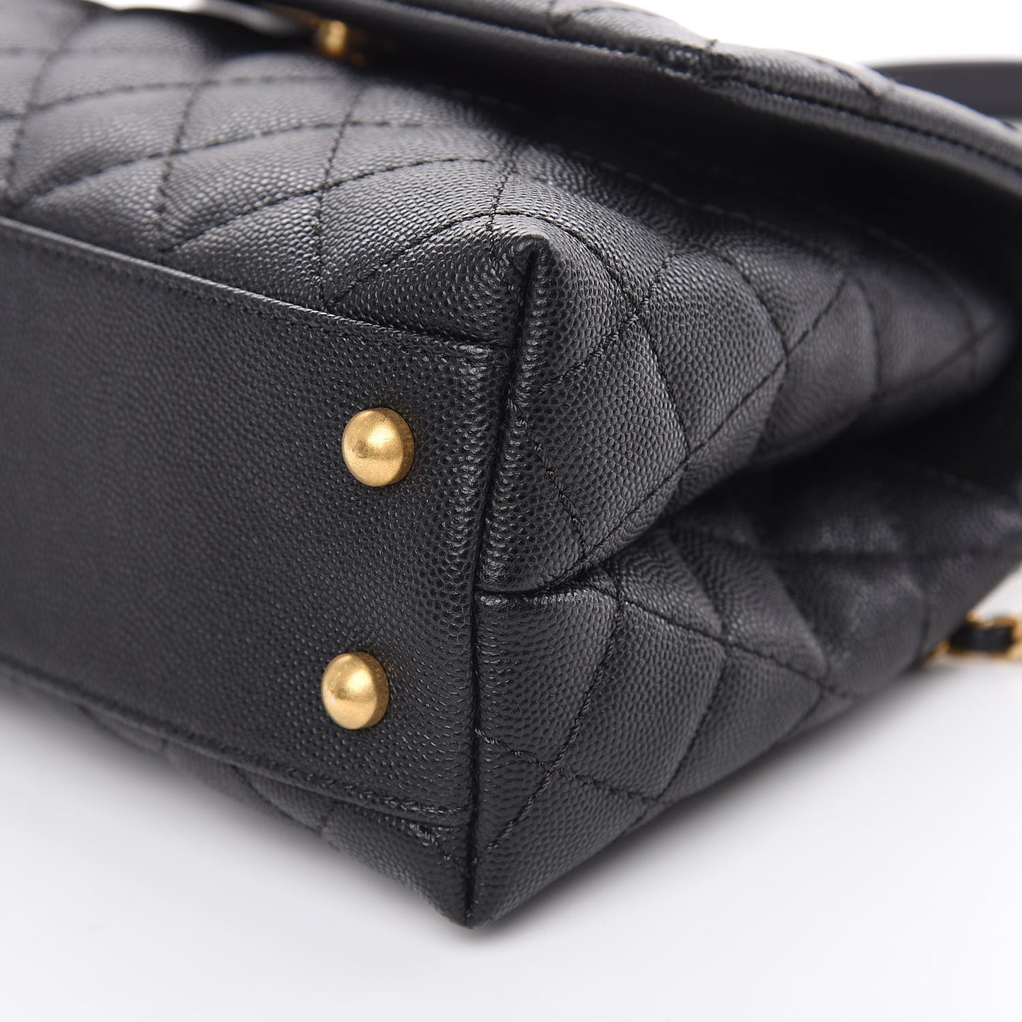 Caviar Quilted Mini Coco Handle Flap Black