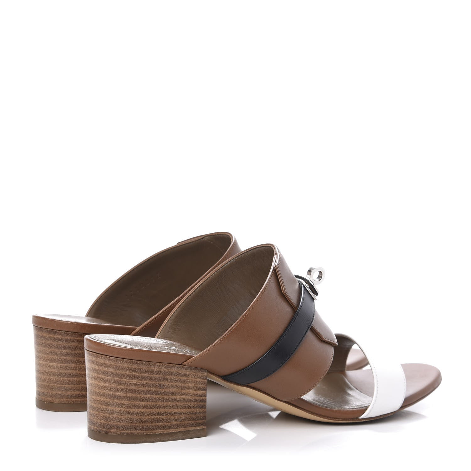 Hermes Calfskin Ovation Buckle Sandals 37.5 Gold White Black 4 of 8