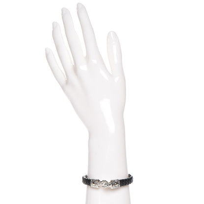 John Hardy JAI Sterling Silver Woven Leather M Bracelet Black 2 of 5