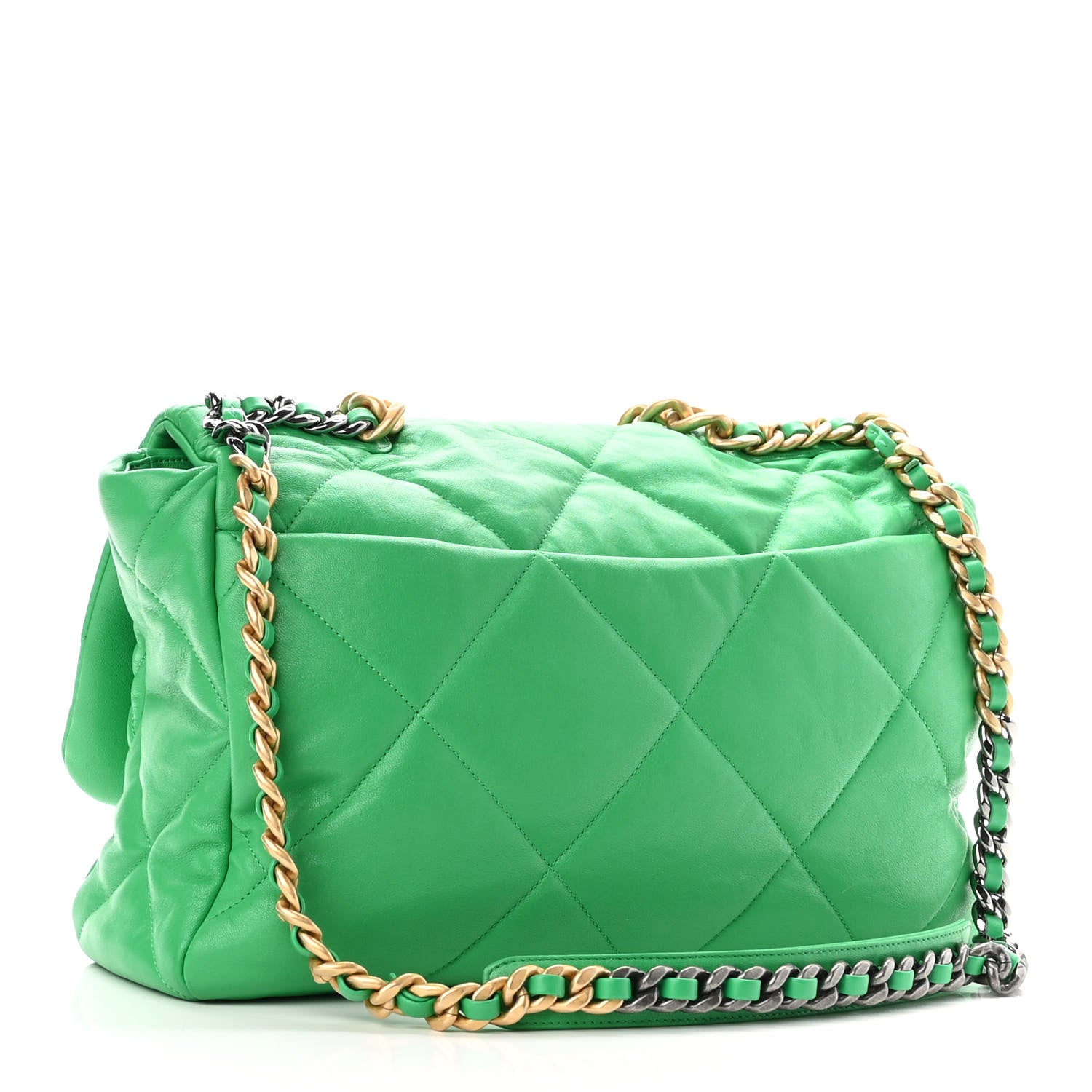 Chanel Lambskin Quilted Maxi Chanel 19 Flap Green 3 of 11