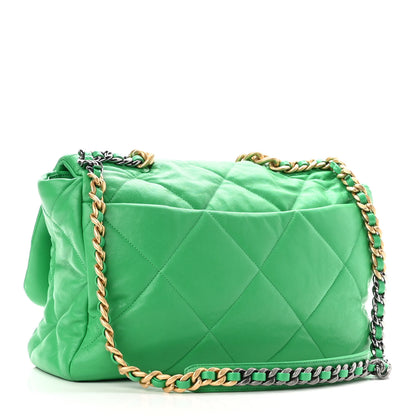 Chanel Lambskin Quilted Maxi Chanel 19 Flap Green 3 of 11