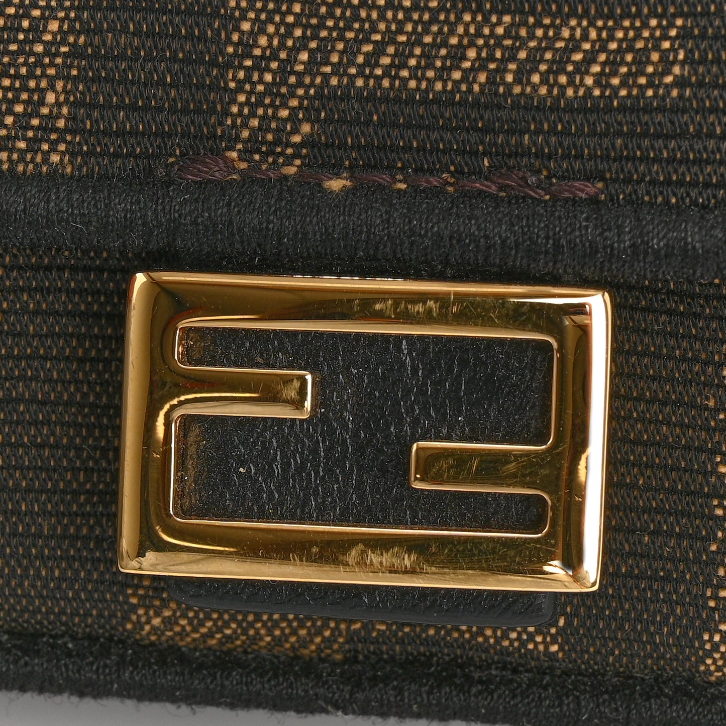Fabric Jacquard FF 1974 Nano Baguette Charm Tobacco Moro Black