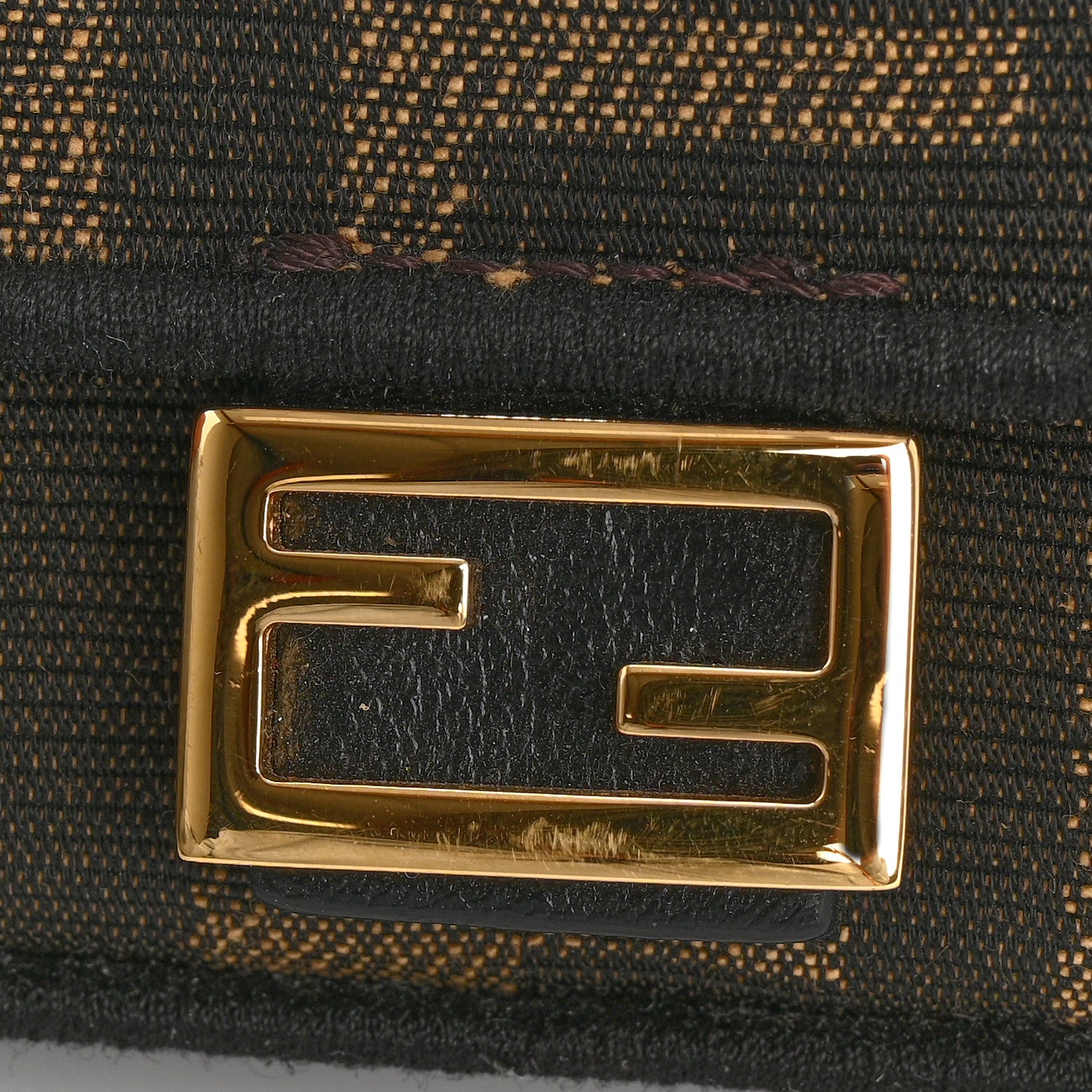Fendi Fabric Jacquard FF 1974 Nano Baguette Charm Tobacco Moro Black 12 of 14