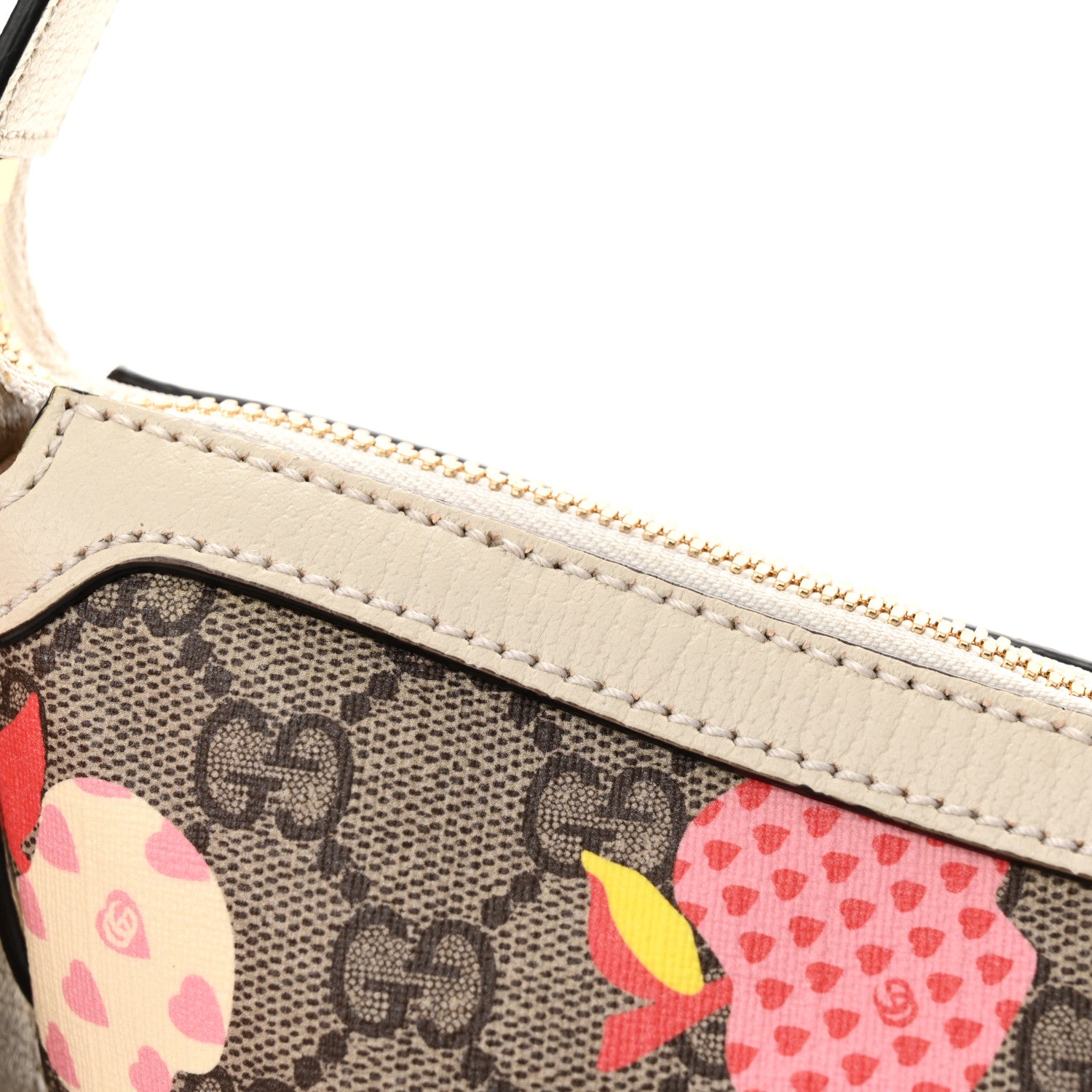 Gucci GG Supreme Monogram Les Pommes Small Ophidia Half Moon Hobo Beige Multicolor Mystic White 11 of 12