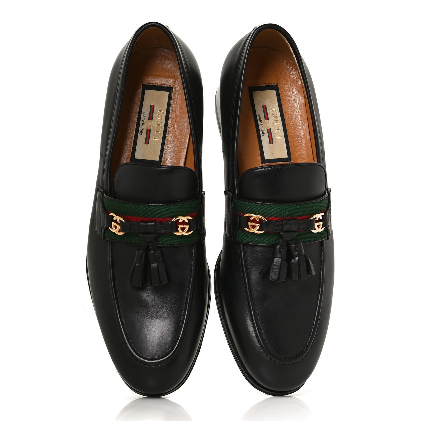 Calfskin Web Interlocking G Tassel Loafers 37.5 Black