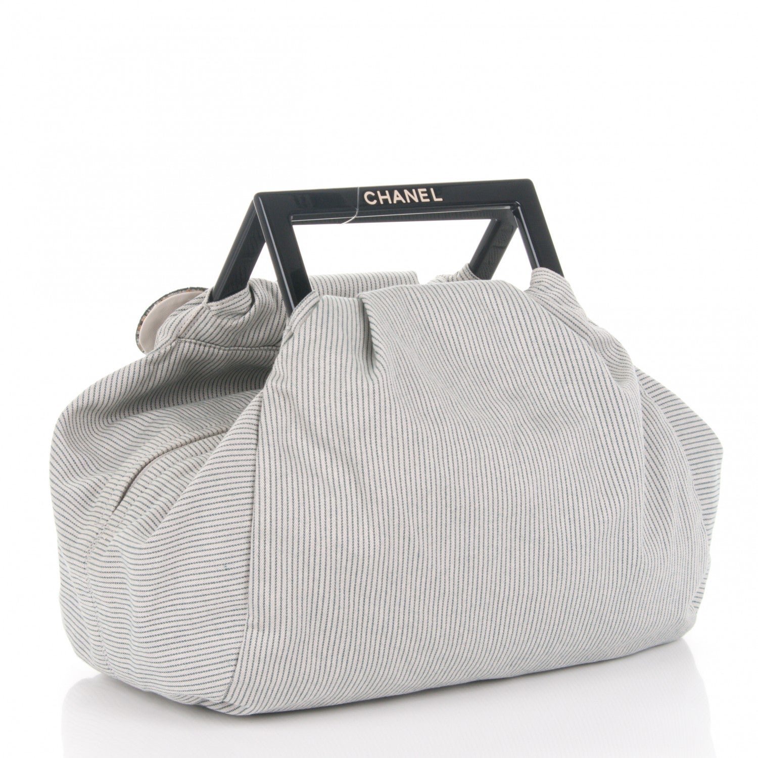 Chanel Toile Striped Coco Paris Tote Navy 3 of 7