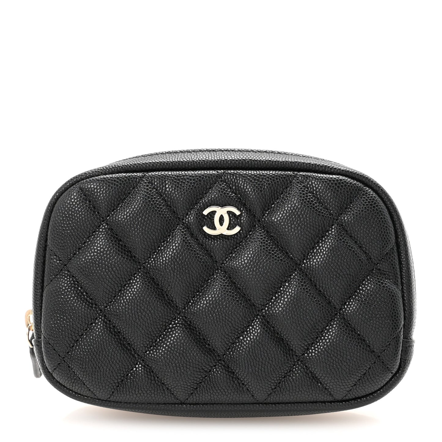 Caviar Quilted Small Curvy Pouch Cosmetic Case Black