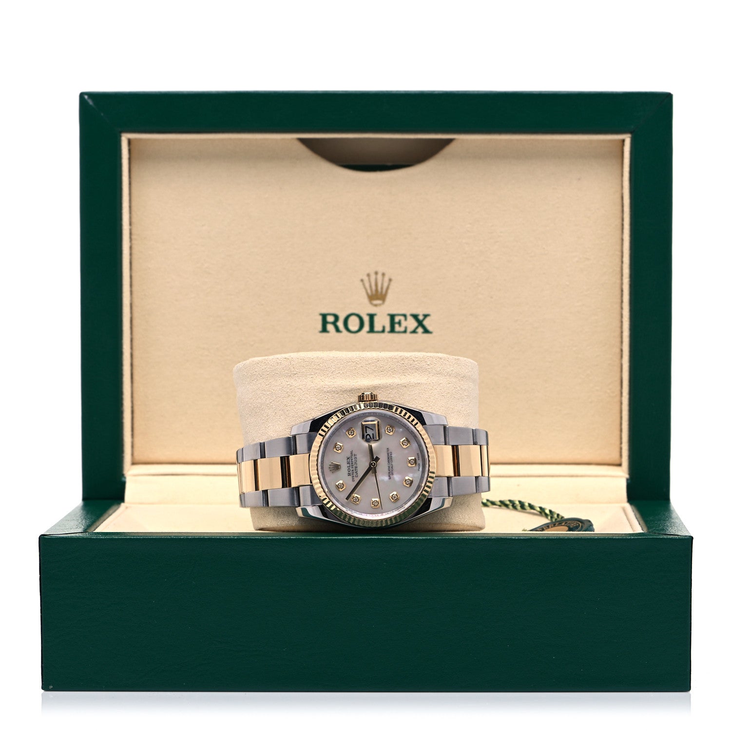 Rolex Stainless Steel 18K Yellow Gold Diamond Mother of Pearl 36mm Oyster Perpetual Datejust Watch 116233 5 of 5