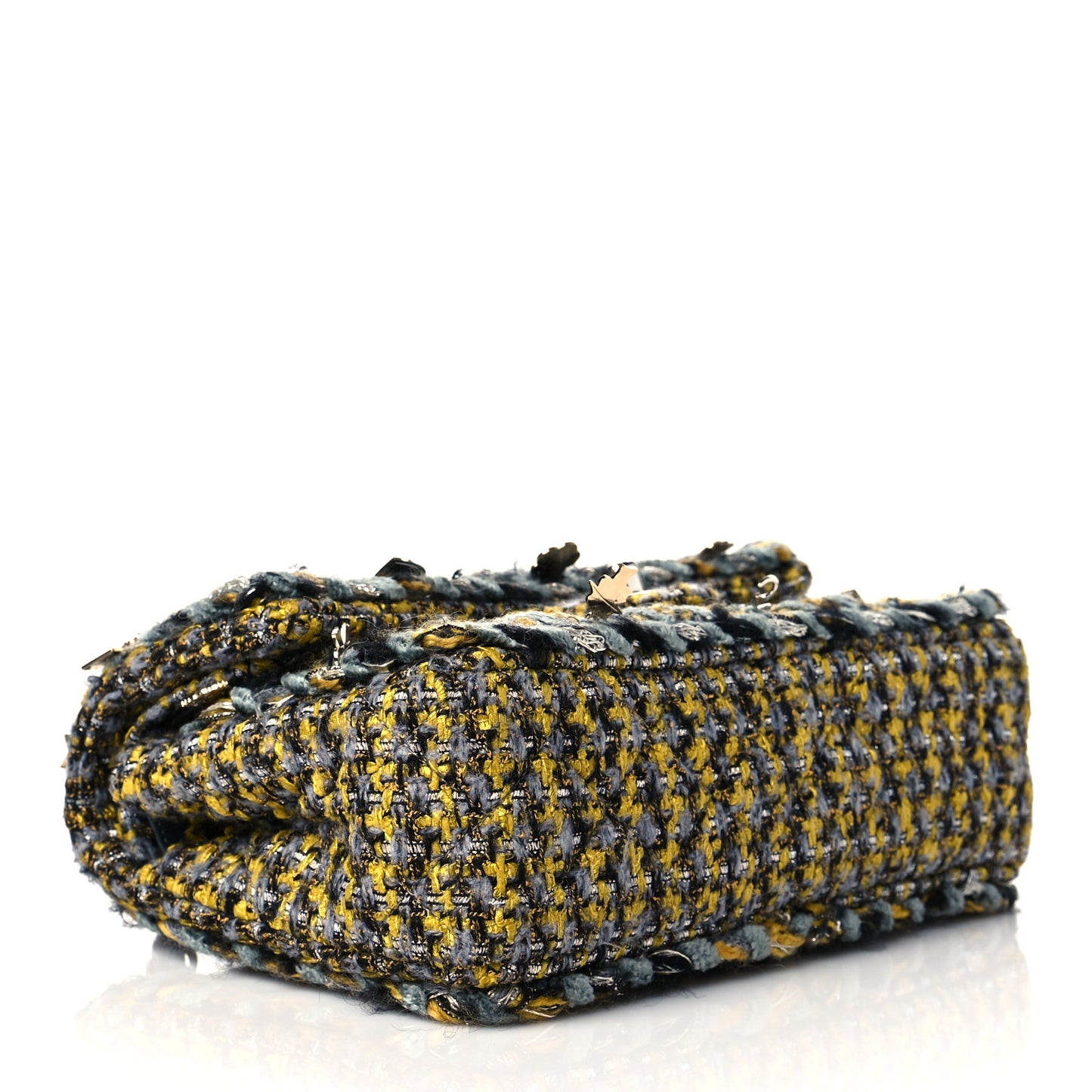 Tweed Braided Charms Small Flap Yellow Grey Black