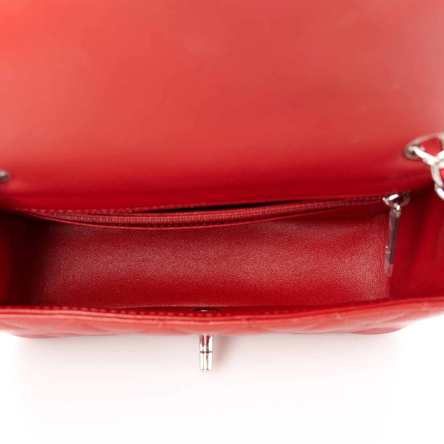 Lambskin Quilted Mini Rectangular Flap Red