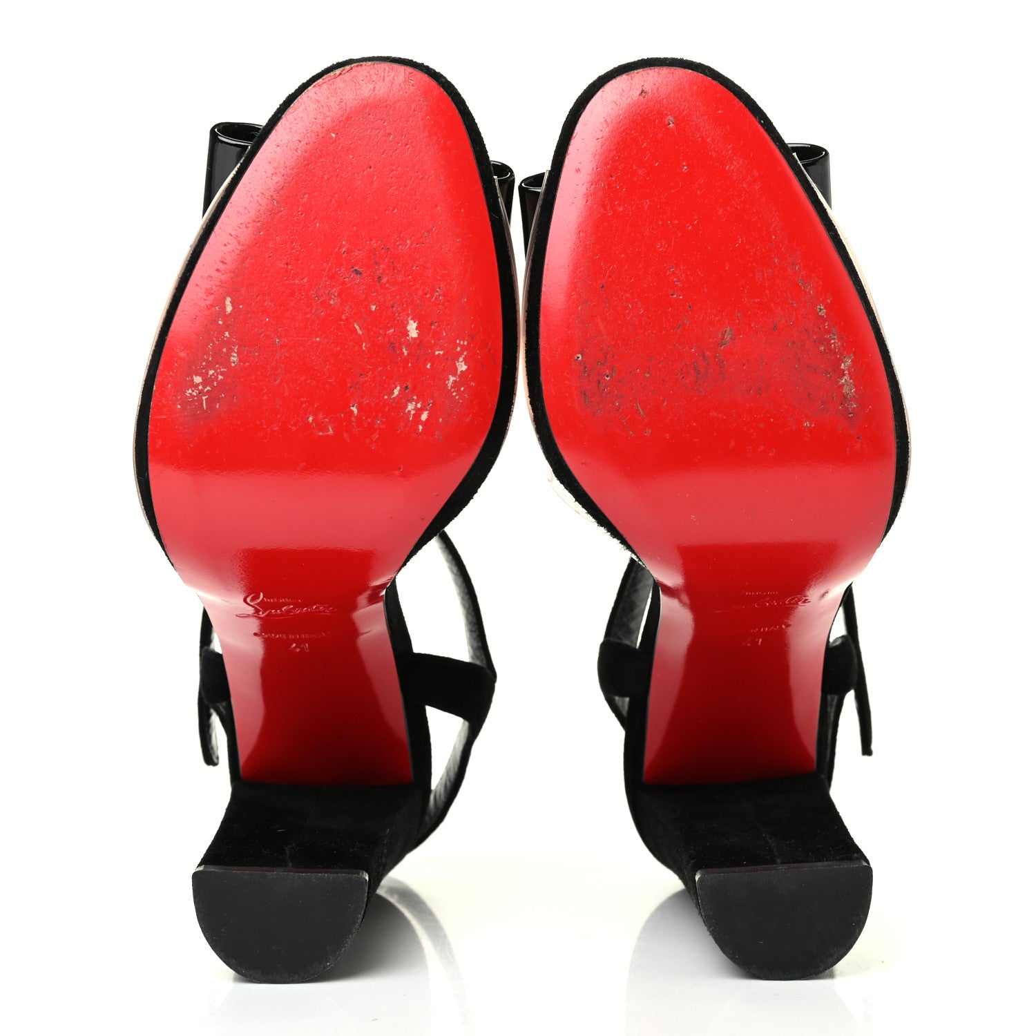 Christian Louboutin Veau Velours Patent PVC One Bow 120 Sandals 41 Black 4 of 4