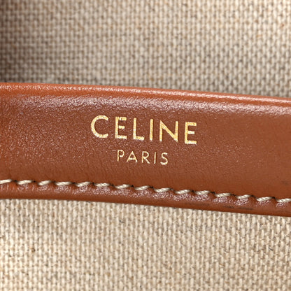 Celine Canvas Calfskin All Over Print Small Cabas Thais White Tan 6 of 10