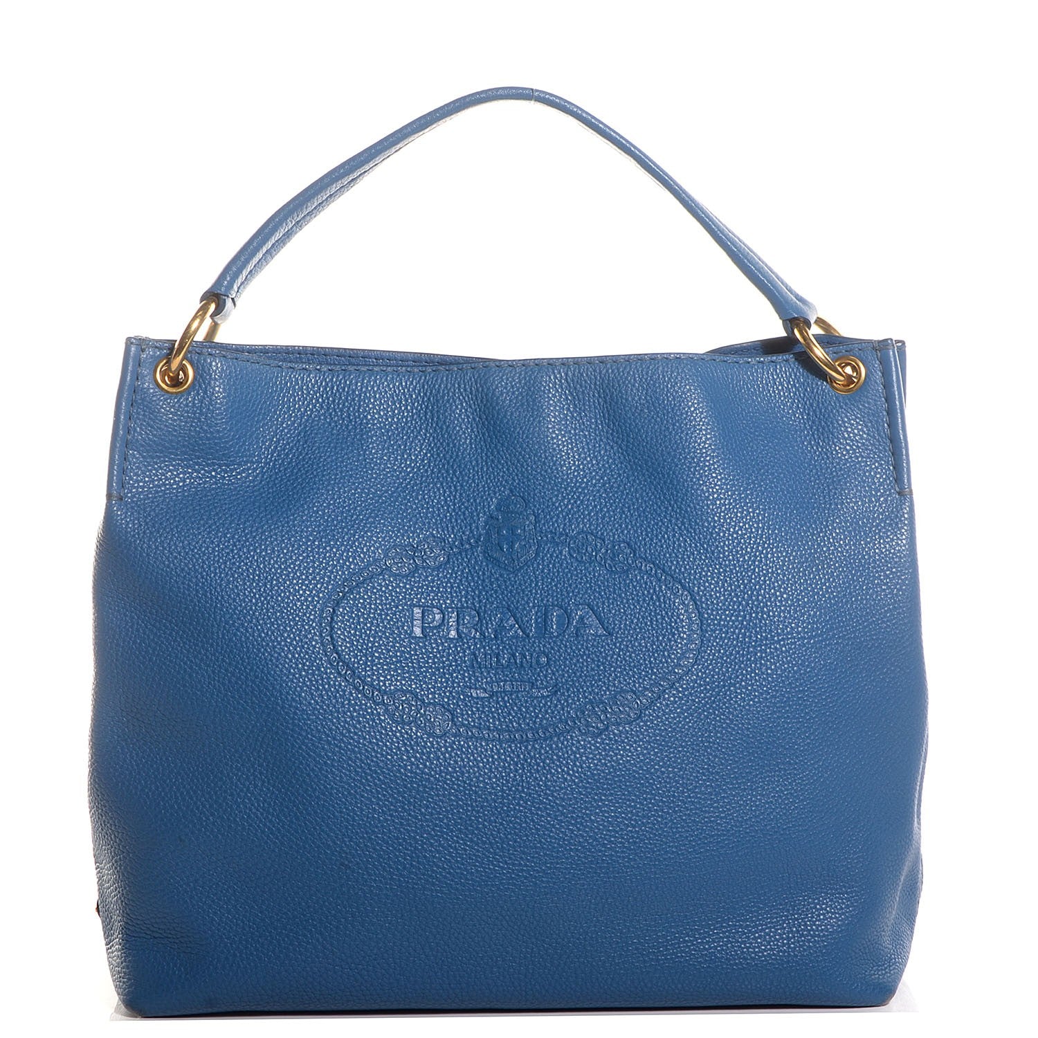 Prada Vitello Daino Logo Hobo Cobalto 1 of 11