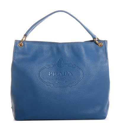 Prada Vitello Daino Logo Hobo Cobalto 1 of 11