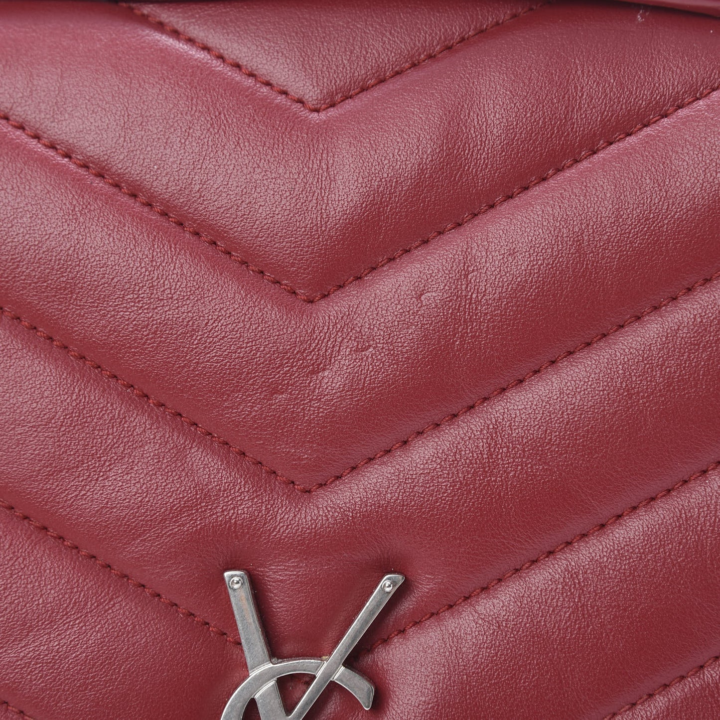 Calfskin Y Quilted Monogram Medium Loulou Chain Satchel Lipstick Red