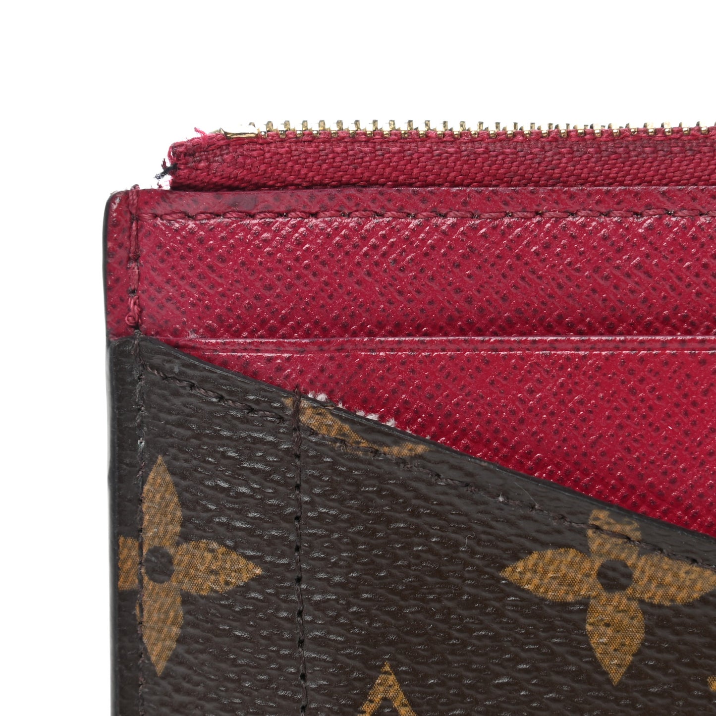 Monogram Zipped Card Holder Fuchsia