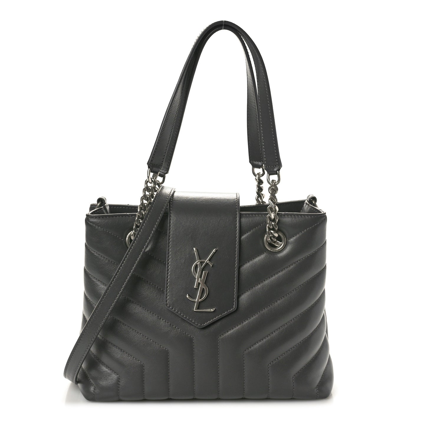 Calfskin Y Quilted Monogram Small Loulou Shopper Grey