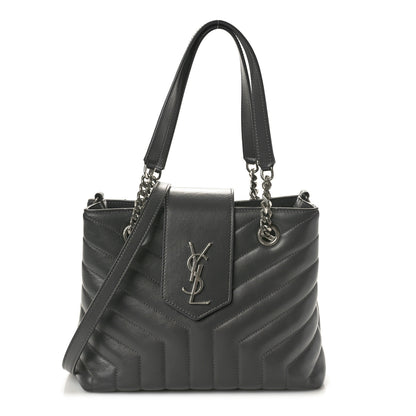 Saint Laurent Calfskin Y Quilted Monogram Small Loulou Shopper Grey 1 of 12