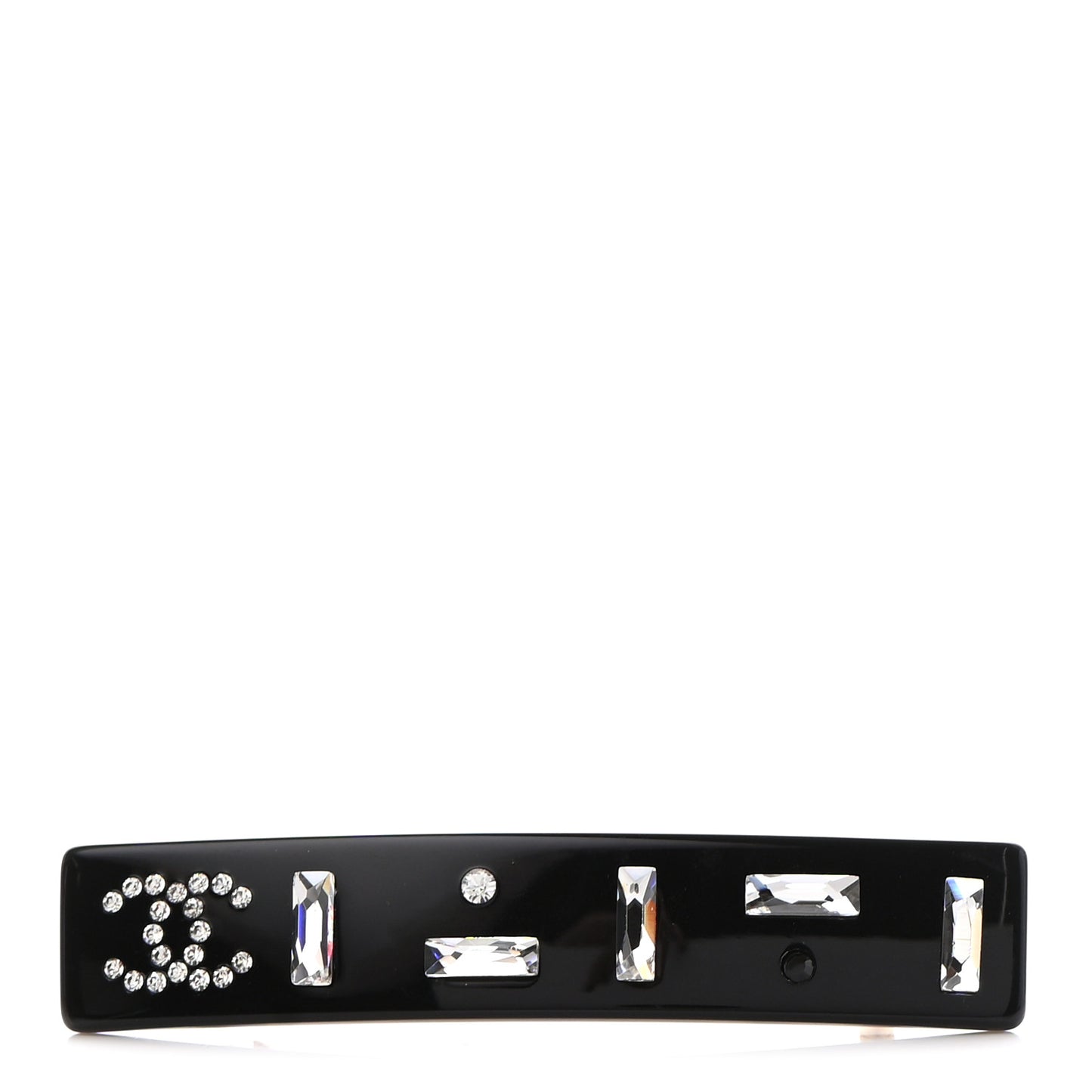 Resin Crystal CC Hair Clip Barrette Black