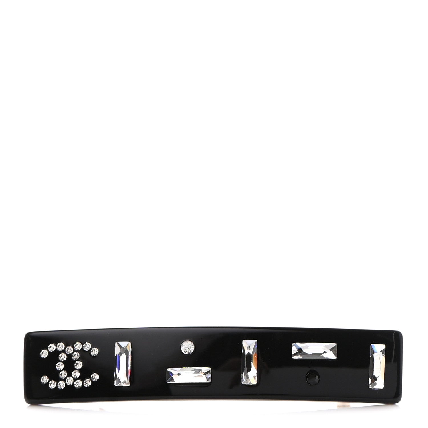Chanel Resin Crystal CC Hair Clip Barrette Black 1 of 4