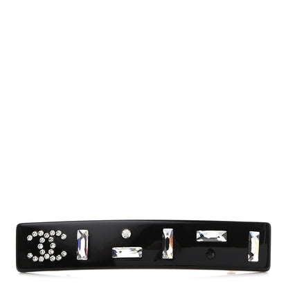 Chanel Resin Crystal CC Hair Clip Barrette Black 1 of 4
