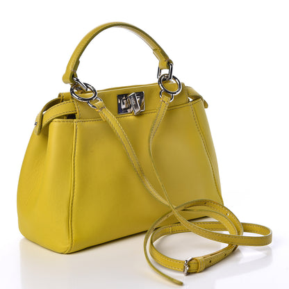 Fendi Nappa Mini Peekaboo Iconic Satchel Lime 4 of 22